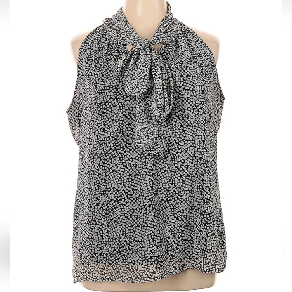 Old Navy Tie Neck Sleeveless Chiffon Top, XL, Black & White